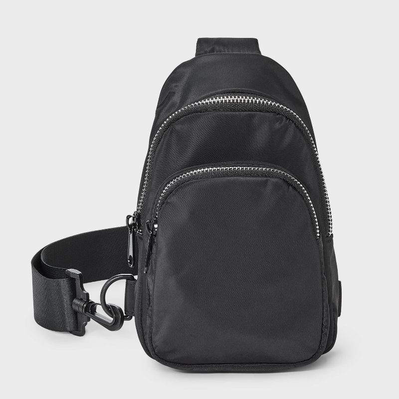slide 1 of 5, Girls' Sling Crossbody Bag - art class™ Black, 1 ct