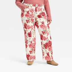 Women's High-Rise Straight Leg Jeans - Ava & Viv™ Rose Print 20