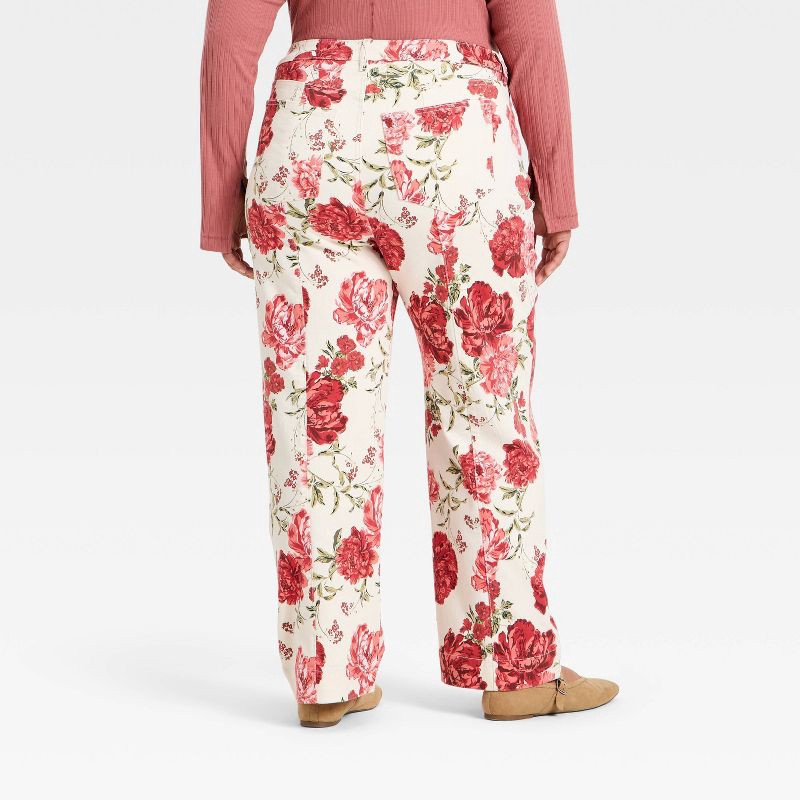 slide 2 of 3, Women's High-Rise Straight Leg Jeans - Ava & Viv™ Rose Print 24, 1 ct