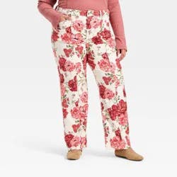 Women's High-Rise Straight Leg Jeans - Ava & Viv™ Rose Print 24
