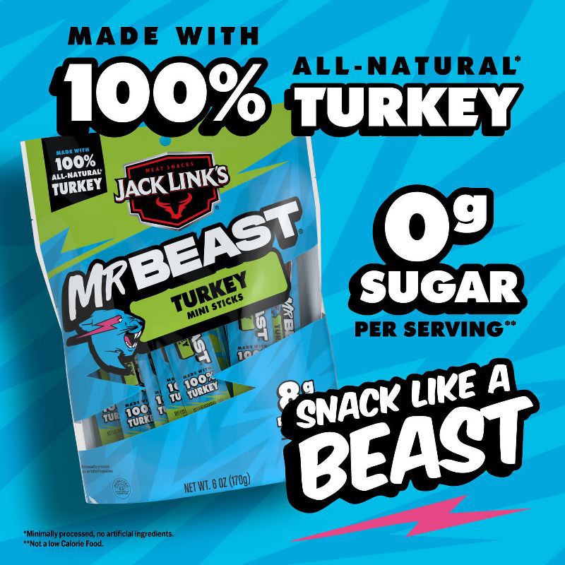 slide 4 of 9, Jack Link's MrBeast Mini Turkey Sticks - 6oz/12ct, 6 oz, 12 ct