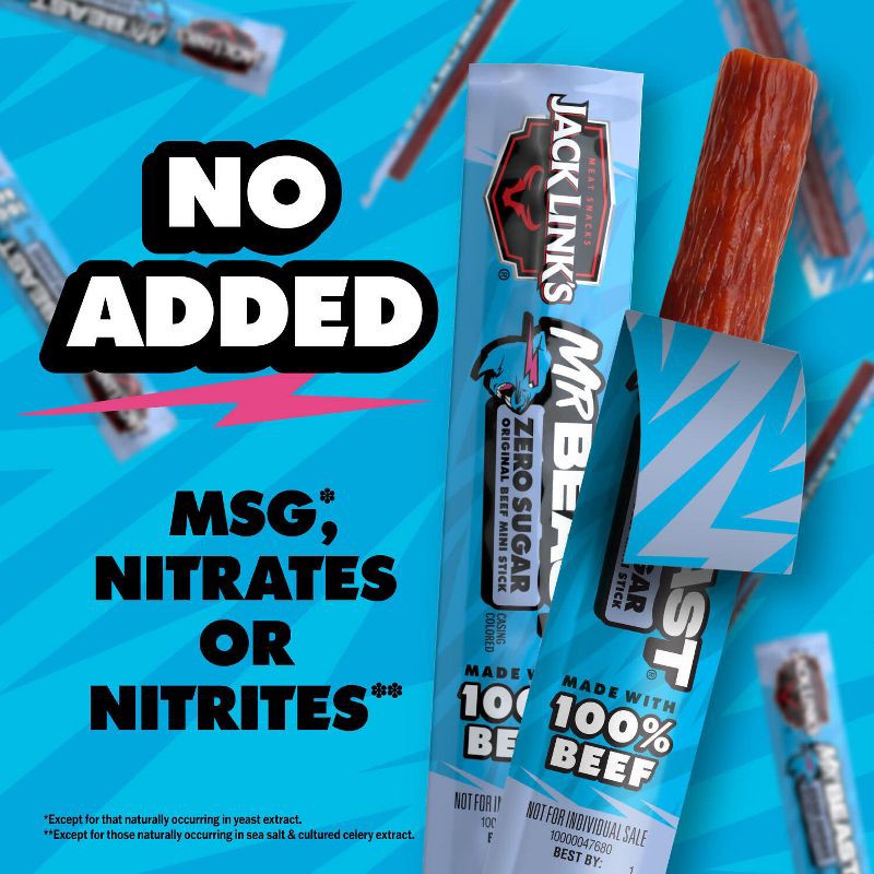 slide 6 of 9, Jack Link's MrBeast Zero Sugar Mini Beef Sticks Original - 6oz/12ct, 6 oz, 12 ct