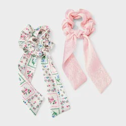 Girls' 2pk Floral and Chiffon Printed Twister Set - art class™ Pink