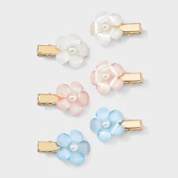 Girls' 6pk Mini Flower Clip Set with Pearls - art class™