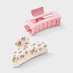 Girls' 2pk Floral and Blush Claw Clip Set - art class™