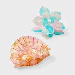 Girls' 2pk Hibiscus and Seashell Claw Clip Set - art class™
