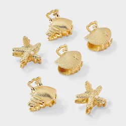 Girls' 6pk Gold Costal Claw Clip Set - art class™