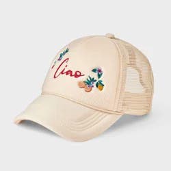 Girls' 'Ciao' Embroidered Baseball Hat - art class™ Cream