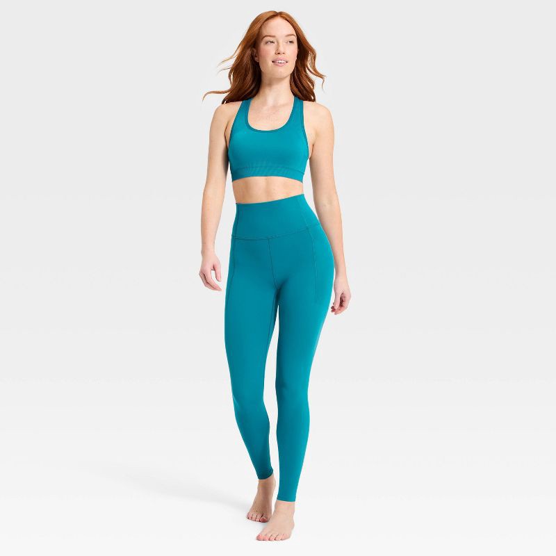 slide 3 of 5, Women's Everyday Soft Ultra High-Rise Pocketed Leggings - All In Motion™ Dark Teal Blue XL, 1 ct