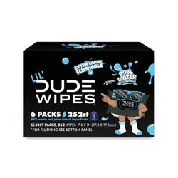 Dude Wipes 99% Water Flushable Wipes for Kids', Fragrance Free, Extra Large for Potty Training - 252ct
