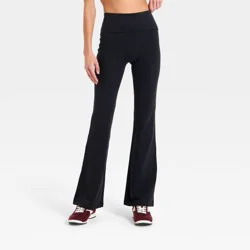 Women's Cotton Balance Cotton Spandex Blend High-Rise Foldover Flare Leggings - All In Motion™ Black S