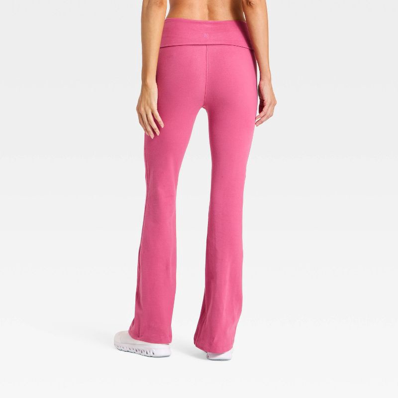 slide 2 of 5, Women's Cotton Balance Cotton Spandex Blend High-Rise Foldover Flare Leggings - All In Motion™ Dark Mauve XS, 1 ct