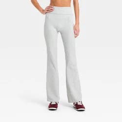 Women's Cotton Balance Cotton Spandex Blend High-Rise Foldover Flare Leggings - All In Motion™ Heather Gray S