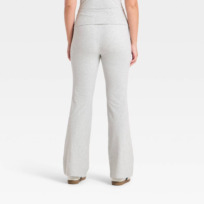 slide 4 of 5, Women's Cotton Balance Cotton Spandex Blend High-Rise Foldover Flare Leggings - All In Motion™ Heather Gray M, 1 ct