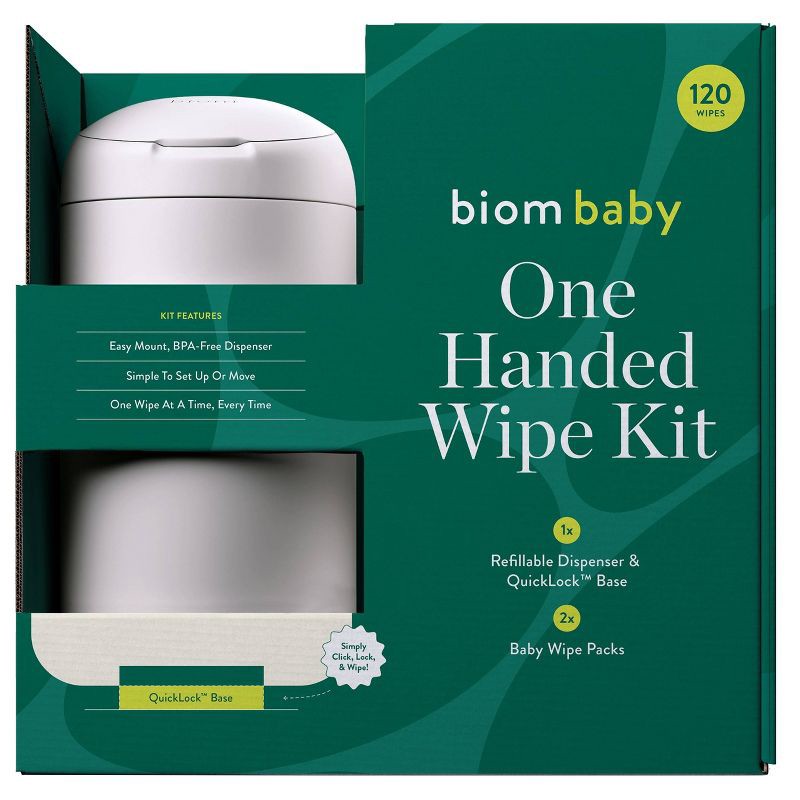 slide 1 of 7, Biom 99% Water Hypoallergenic Baby Starter Kit - White - Fragrance Free - 120 wipes: Face, Hands, Nose, Whole Body, Diaper Area, 1 ct