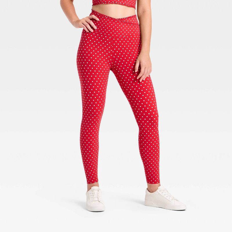 slide 3 of 5, Women's Everyday Soft Ultra High-Rise Ruffle Crossover 7/8 Leggings - All In Motion™ Red XL, 1 ct