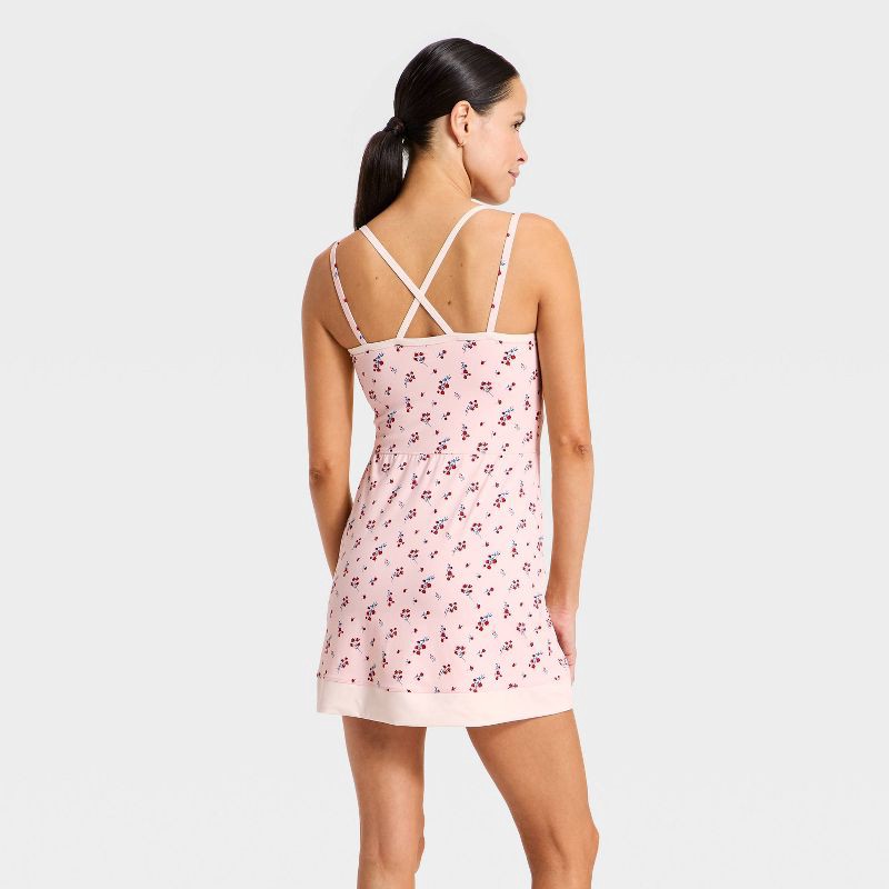 slide 2 of 6, Women's Knit Strappy Active Dress - All In Motion™ Light Pink Floral L, 1 ct