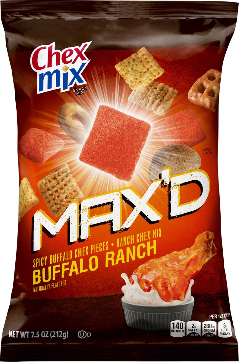 slide 11 of 14, Chex Mix MAX'D Buffalo Ranch Snack Mix, 7.5 oz Bag, 7.5 oz