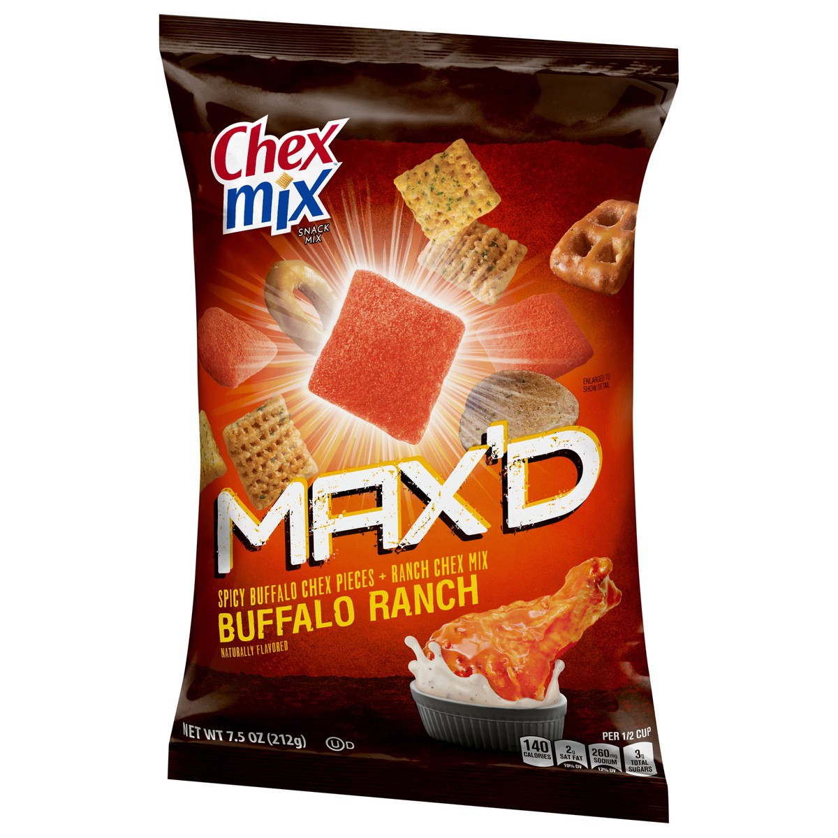 slide 6 of 14, Chex Mix MAX'D Buffalo Ranch Snack Mix, 7.5 oz Bag, 7.5 oz