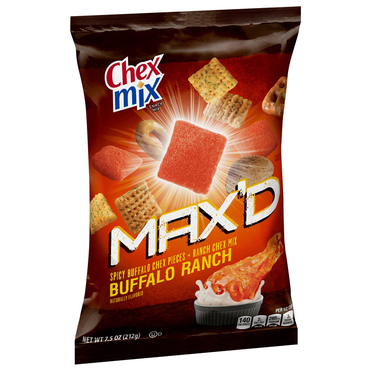 slide 7 of 14, Chex Mix MAX'D Buffalo Ranch Snack Mix, 7.5 oz Bag, 7.5 oz