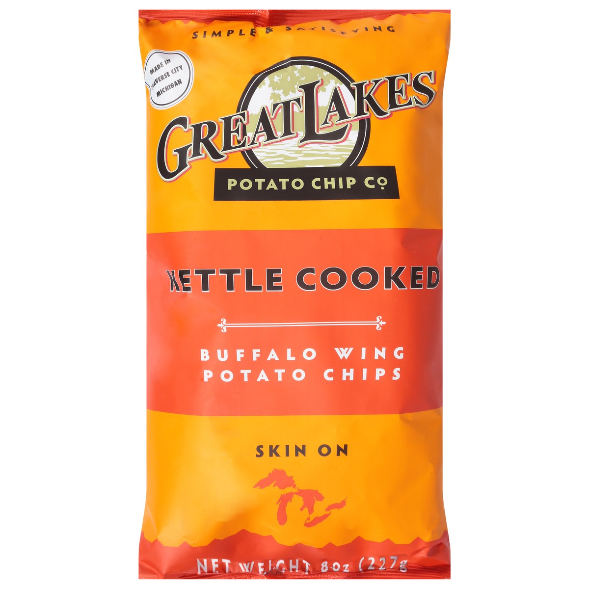 slide 3 of 14, Great Lakes Kettle Cooked Buffalo Wing Potato Chips 8 oz, 8 oz