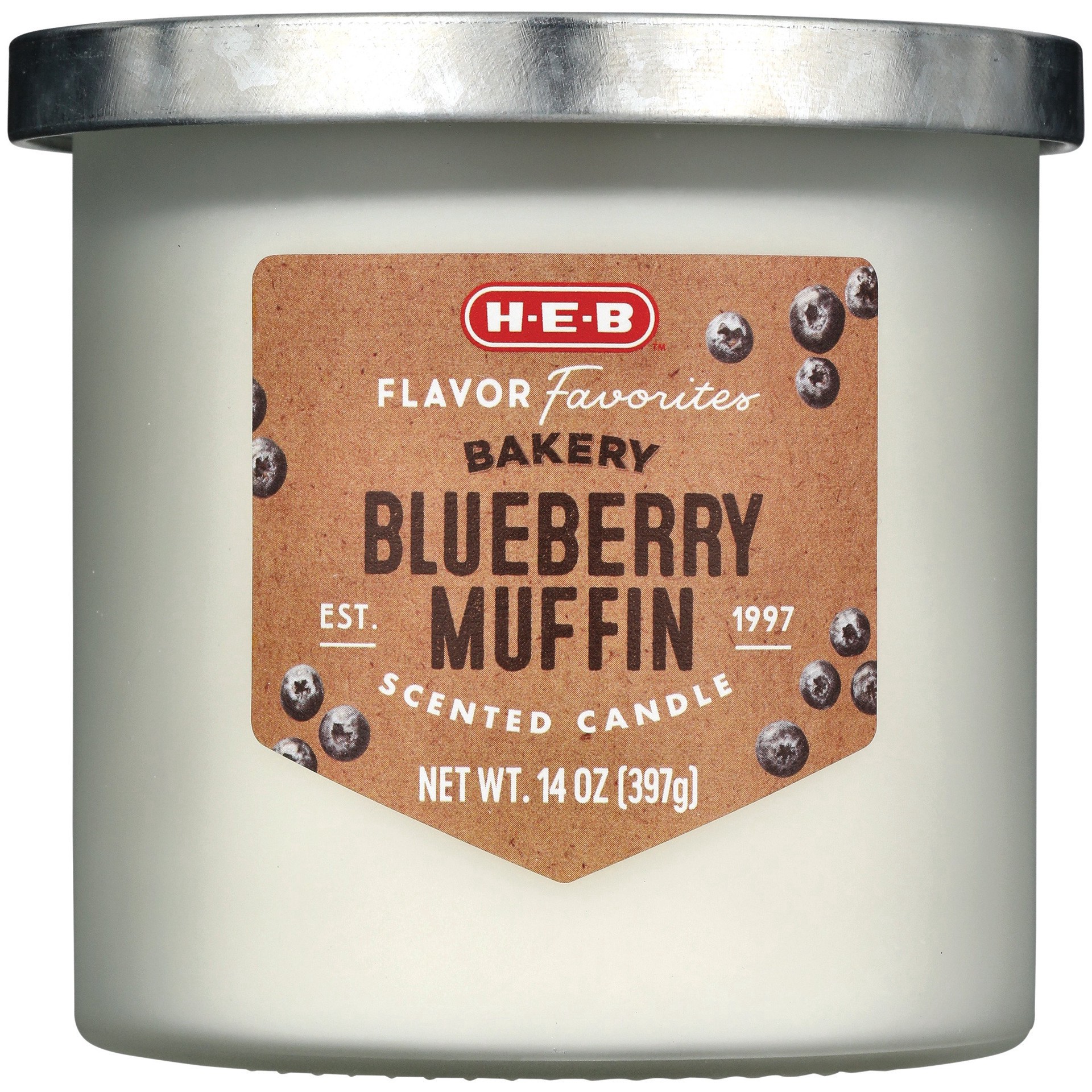 slide 1 of 1, H-E-B Flavor Favorites Bakery Blueberry Muffin Scented Candle, 14 oz