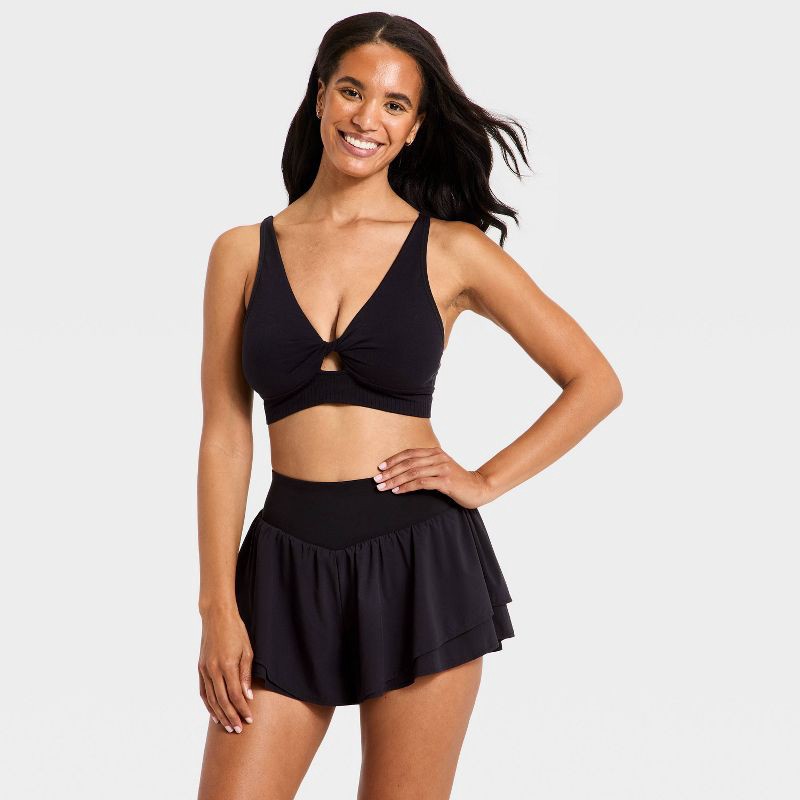 slide 3 of 5, Women's Woven Ultra Light Active Light High-Rise Dance Shorts - All In Motion™ Black M, 1 ct