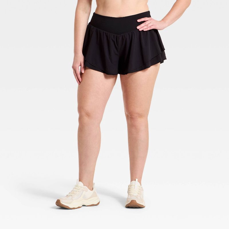 slide 4 of 5, Women's Woven Ultra Light Active Light High-Rise Dance Shorts - All In Motion™ Black M, 1 ct