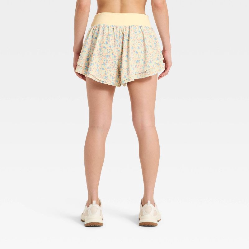 slide 4 of 5, Women's Woven Ultra Light Active Light High-Rise Dance Shorts - All In Motion™ Yellow S, 1 ct