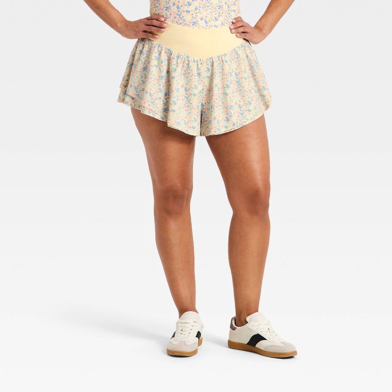 slide 5 of 5, Women's Woven Ultra Light Active Light High-Rise Dance Shorts - All In Motion™ Yellow S, 1 ct