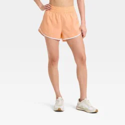 Women's Woven Mid-Rise Run Shorts 3" - All In Motion™ Melon Orange XXL