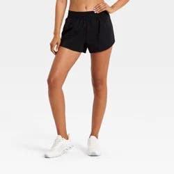 Women's Woven Mid-Rise Run Shorts 3" - All In Motion™ Black XL
