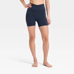 Women's Everyday Soft Ultra High-Rise Crossover Bike Shorts 5" - All In Motion Navy Blue S