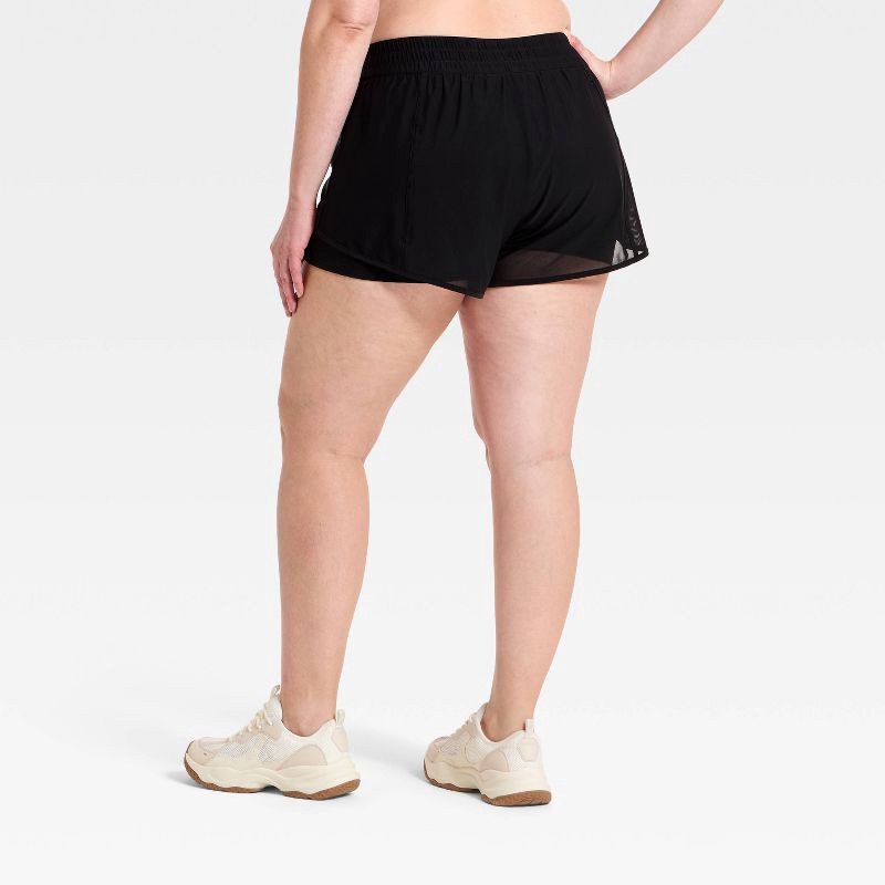 slide 6 of 6, Women's Mid-Rise Mesh Run Shorts 3" - All In Motion™ Black M, 1 ct