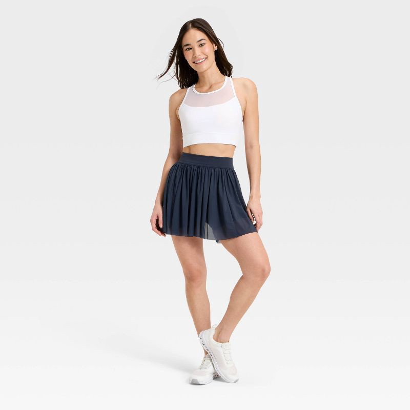 slide 3 of 6, Women's High-Rise Mesh Skort - All In Motion™ Navy Blue L, 1 ct