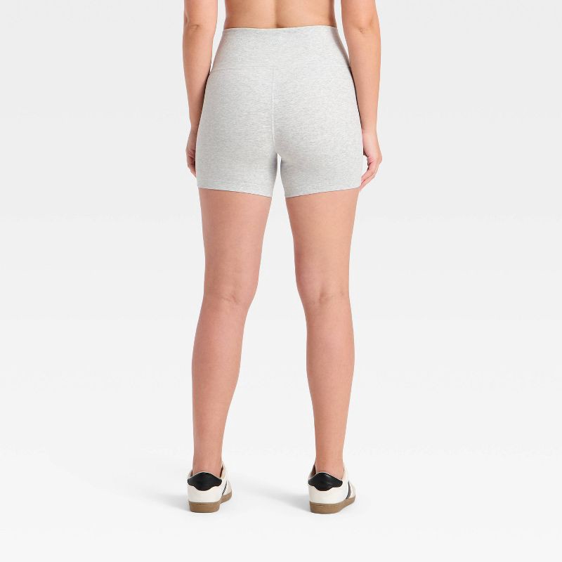 slide 3 of 5, Women's High-Rise Cotton Balance Cotton Spandex Blend Bike Shorts 5" - All In Motion™ Hearther Gray M, 1 ct