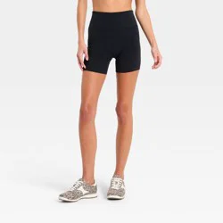 Women's High-Rise Cotton Balance Cotton Spandex Blend Bike Shorts 5" - All In Motion™ Black M