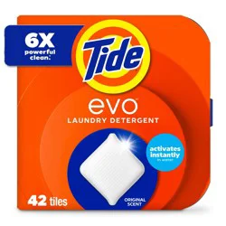 Tide EVO Original Laundry Detergent Tablets - 42ct: Box, Odor Control, Cold Water Detergent, Dye-Free