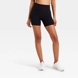 Women's Super Flex High Rise Pocketed Bike Shorts 5" - All in Motion™ Black XS