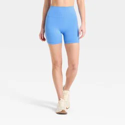 Women's Super Flex High Rise Pocketed Bike Shorts 5" - All in Motion™ Blue XXL