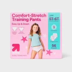 Girls' Disposable Training Pants - 5T-6T - 56ct - up&up™: Absorption Channels, Wetness Indicator, Latex-Free