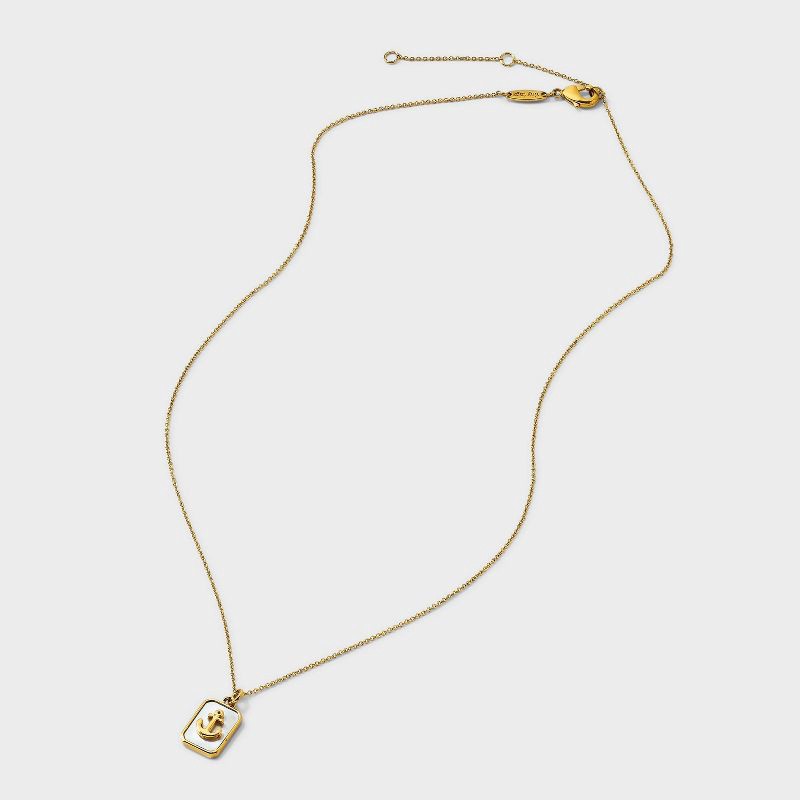 slide 2 of 5, Tiny Tags 14K Gold Ion Plated Mother of Pearl Inlay Anchor Pendant Necklace - Gold, 1 ct