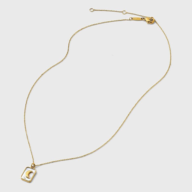 slide 2 of 5, Tiny Tags 14K Gold Ion Plated with Mother of Pearl Inlay Moon Pendant Necklace - Gold, 1 ct