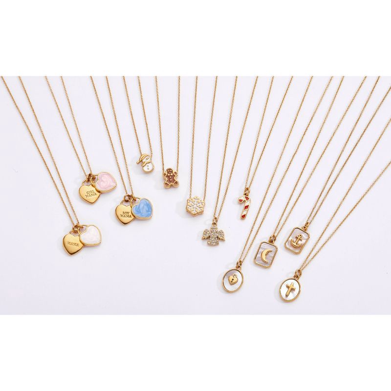 slide 4 of 6, Tiny Tags 14K Gold Ion Plated "Mama" Double Heart Pendant Necklace - Gold/White, 1 ct