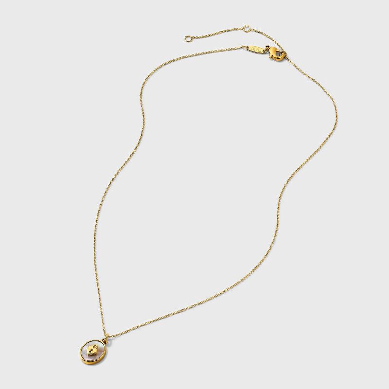 slide 2 of 5, Tiny Tags 14K Gold Ion Plated with Mother of Pearl Inlay Lock Pendant Necklace - Gold, 1 ct