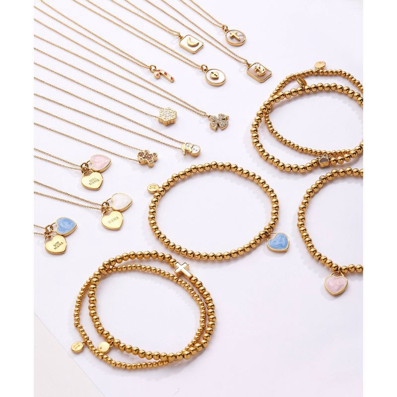 slide 4 of 5, Tiny Tags 14K Gold Ion Plated with Mother of Pearl Inlay Lock Pendant Necklace - Gold, 1 ct