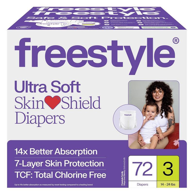 slide 1 of 10, Freestyle Total Chlorine Free 14x Better Absorption Hypoallergenic Baby Diapers - Size 3 - 72ct, Size 3; 72 ct