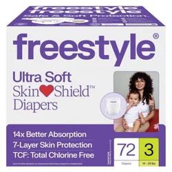Freestyle Total Chlorine Free 14x Better Absorption Hypoallergenic Baby Diapers - Size 3 - 72ct