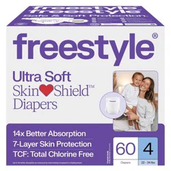Freestyle Total Chlorine Free 14x Better Absorption Hypoallergenic Baby Diapers - Size 4 - 60ct