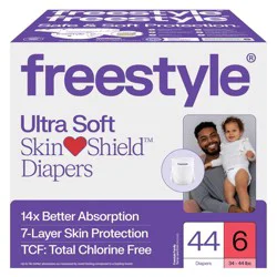 Freestyle Total Chlorine Free 14x Better Absorption Hypoallergenic Baby Diapers - Size 6 - 44ct